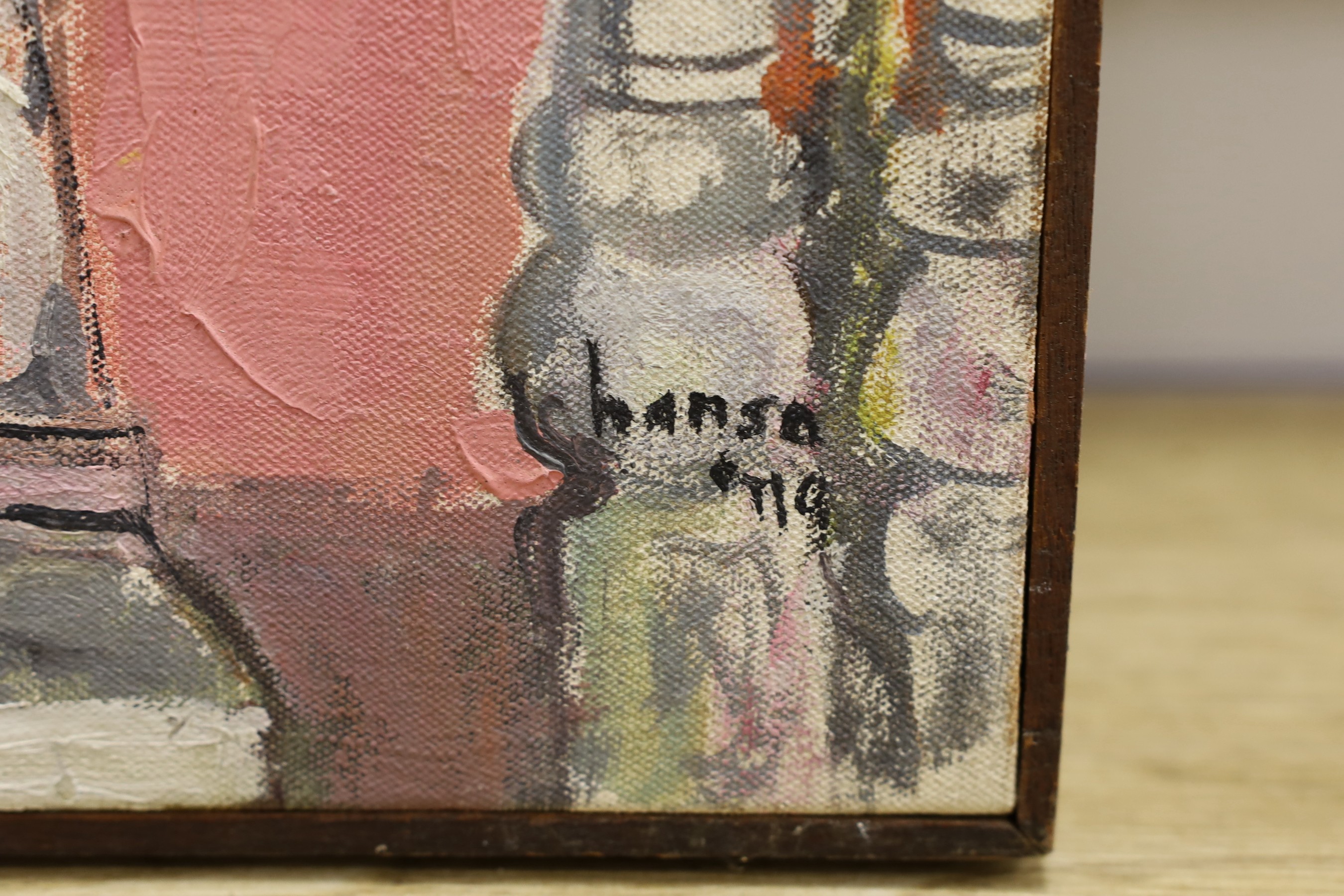 Hansa (Indian School), oil on canvas, Sequinned bridegroom, signed, 61 x 40cm